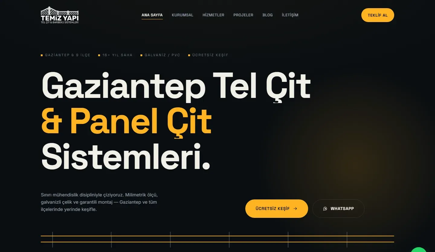 Temiz Yapı web sitesinin ana sayfası, Eylül 2026 ekran görüntüsü